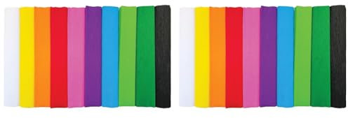 Interdruk 10 Rouleaux de Papier Crépon - 25 x 200 cm - Couleurs Classiques (Lot de 2)