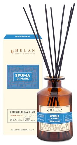 Helan Spuma di Mare – Lufterfrischer, Lufterfrischer mit Stäbchen für Diffusoren mit Noten von Meersalz und Geranie – Geschenkideen Lufterfrischer und Lufterfrischer, 200 ml, Made in Italy
