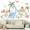 wondever Stickers Muraux Grand Dinosaure Boho XXL Autocollants Muraux Mural Stickers Animaux Dino Palmier Tropicales pour Chambre Enfants Bébé Pépinière