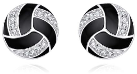 AXELUNA Volleyball Ohrstecker Ohrringe für Frauen 925 Sterling Silber CZ Volleyball Ohrringe Schmuck Geschenke für Mutter Ehefrau
