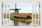 Adesivo da parete rimovibile in vinile 3D con edifici cieli, case, ruscelli, finestra, 70 x 50 cm, decorazione da parete per finestra