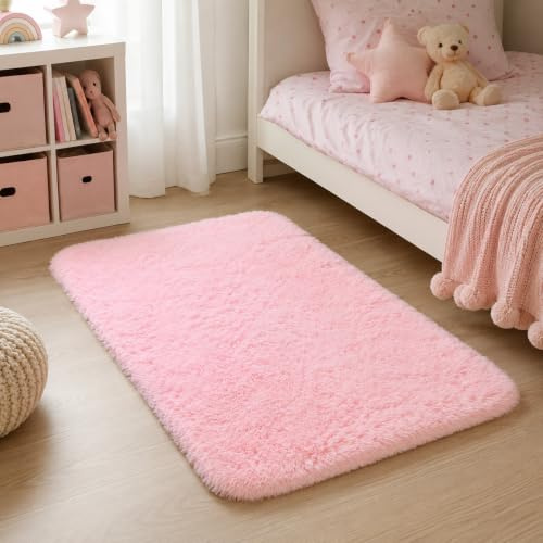 BEIMO Tappeto Shaggy 120x170 cm, Pelo Alto Morbido, Antiscivolo, Lavabile, Rosa, per Soggiorno Ampio e Camera Matrimoniale