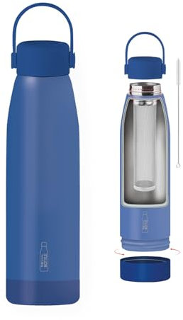 THE STEEL BOTTLE - Bottiglia Termica per tisane e infusi in Acciaio Inox, Isolamento a Doppia Parete, 500 ml, Ermetica, Borraccia Portatile (DEEP BLUE)