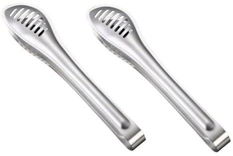 GRIRIW 2 Stücke Edelstahlclips Multifunktions-lebensmittelclips Grillsteak-brotklemmen (silber)