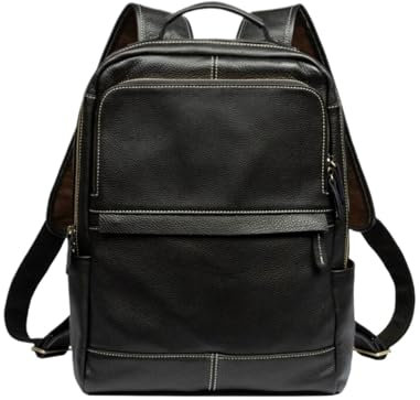Lejdi Bolsas de viaje for equipaje Mochilas de cuero genuino Bolsos for computadora portátil for hombres Bolsos for computadora Mochilas casuales Maletines de 16 pulgadas(Black)
