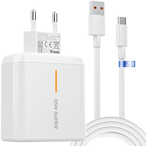 65W SUPERVOOC Chargeur pour Oppo, 2m Câble de Charge USB Adaptateur Secteur pour Oppo Find X7 X7 Ultra X6 X6 Pro X5 X5 Pro X3 X2 Reno 11 10 90 8 6 A96 A94 A77 A76 A74 A54