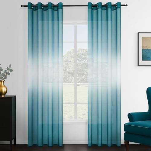 Topfinel Tende per Interni sfumate Blu per Camera da Letto Trasparenti con Occhielli 140x280cm 2 Pezzi Tende a Pannello Stile Minimalista per Balcone Camera da Letto