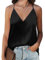 Koerye Canotta da Donna in Raso Elegante Senza Maniche Canotta Casual Scollo a V Basic Canottiera Estiva Camicette Canotta Maglietta Tops Nero,L
