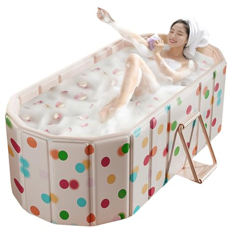 Faltbare Badewanne für Erwachsene, groß, 120 cm, faltbare Badewanne, tragbare Badewanne für Badezimmer, zusammenklappbare Whirlpool-Badewanne für Duschkabine, ideal für kleine Räume (gepunktet, Größe