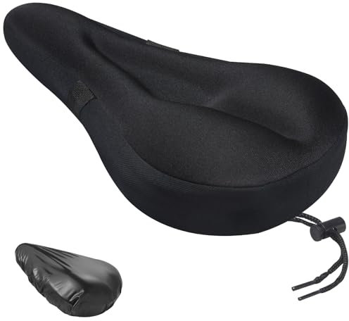 Samton Bike Seat Cushion - Gel Padded Bike Seat Cover for Men Women Comfort, Extra Soft Spin Exercise Bicycle Saddle Cushion Fit for Peloton, Narrow Cycle Road Mountain MTB Bike, 28x18cm