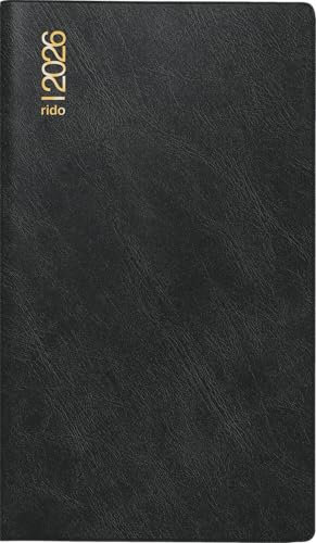 rido/idé Taschenkalender Mod. Miniplaner d 15 2026 | A6, Kunststoff, schwarz