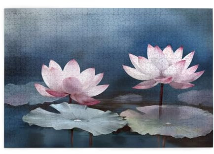 Landschaft Puzzle 1000 Teile Erwachsene Lotus, Puzzles mit Verpackung Box und Poster, Lustig Stress Abbauen Familien Unterhaltungsspiele für Raumdekoration, Kreative Geschenke für Männer/Frauen 1T-332