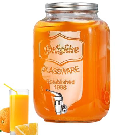 Distributeur De Boisson Avec Robinet, Jarre En Verre Distributeur De Jus De Fruits Réfrigérée Avec Robinet, Fontaine À Eau Et Cocktail, Distributeurs De Boisson De Verre Pour BBQ, Fêtes, Pique-niques