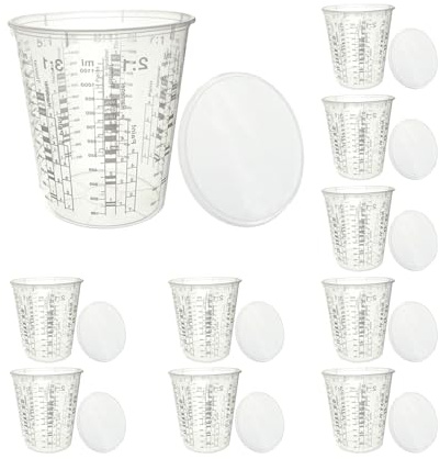 Misurini graduati in plastica, trasparenti, per miscelare vernici epossidiche e resine, piccole brocche graduate per miscelare resina epossidica e resina