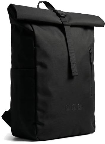 SONS OF ALOHA Roll-Top Rucksack Damen & Herren - NALU groß - Rolltop mit Laptopfach 16 für Uni Fahrrad Business - recycelt wasserabweisend schwarz
