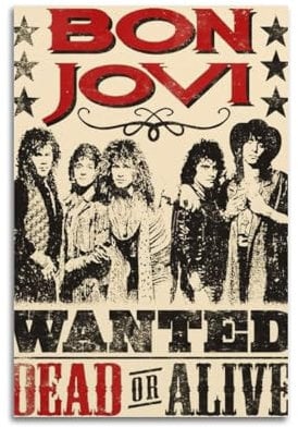 QWQEUTY Bon Jovi Poster, ästhetische Wandkunst, Leinwand, Vintage-Poster, dekoratives Gemälde, Wohnzimmer, Schlafzimmer, Dekoration, 30 x 45 cm, ungerahmter Stil