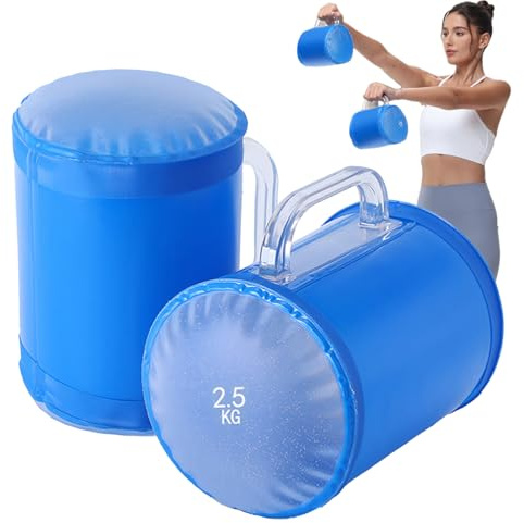 Nybhyjka Wasserhantel – 2 x Reisegewichte gefüllt mit Wasser 5 kg – tragbare Hanteln verstellbar für Krafttraining und Rehabilitation – Anfänger, Frauen und Männer –, Terrasse und Fitnessstudio
