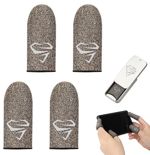 4 PCS Finger Sleeves Gaming, Manicotti per Pollice da Gioco Traspiranti E Resistenti al Sudore, Guanti per Dita Sensibili Compatibili con La Maggior Parte dei Telefoni da Gioco, per Adulti E Giovani