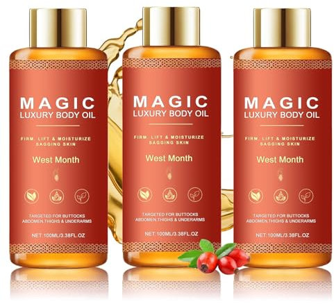 3PCS Magic-Huile pour le corps, avec 99% d'ingrédients naturels, huile corporelle raffermissante pour la peau, pour peaux Fines ridules y sèches, Raffermit,Élasticité, Hydrate,huile de soin