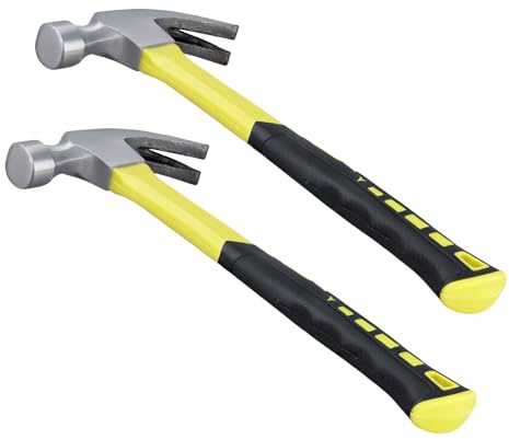 LEXININ 2 PCS 16oz Claw Hammer, Total Weight 610g Hammer Comfortable Grip for Nail Carpenter Electrician