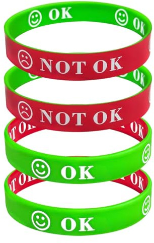 Solbrezeni Lot de 4 bracelets amusants en silicone pour enfants, enfants, femmes, adolescents (vert et rouge)