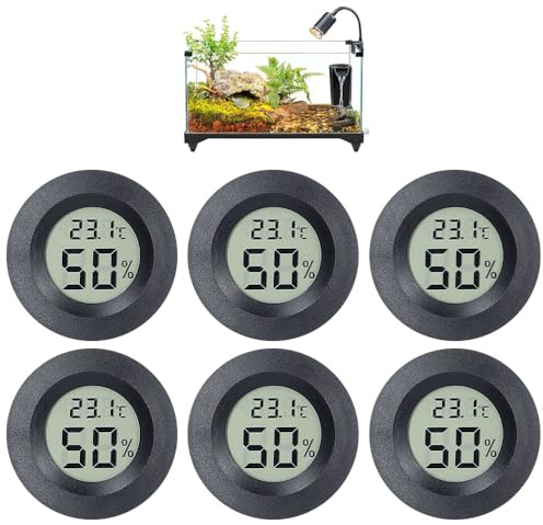 Mini Digital Hygrometer, Indoor Thermometer, ℃/℉ Adjustable, Round Humidity Meter, Temperature Humidity Meter for Indoors, Greenhouses, Terrariums, Wine Cellars, Basements, Warehouses (6)