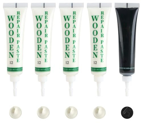 Laminat Reparaturset, 5 Stücke Holz Reparaturset, Laminat Parkett Reparaturset zum Ausbessern Holz Möbel, Grau, Schwarz, Holzpaste Reparieren Kratzer Risse Löcher Flecken