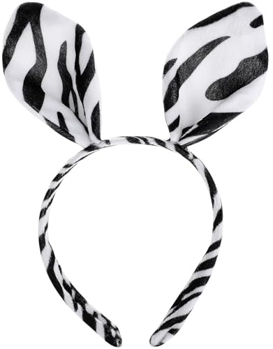 Artibetter Zebra Cosplay Haarband aus Plüsch mit Tierohren Bequemes Stirnband für Damen für Weihnachtsfeiern und Kostümbälle