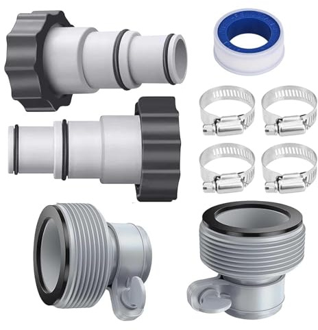 Adaptateur Tuyau Piscine 2 Type A Et 2 Type B, Adaptateur Tuyau Piscine 32 38, Avec 4 Colliers De Serrage Inox, Pour Filtres À Sable Et Systèmes D'eau Salée