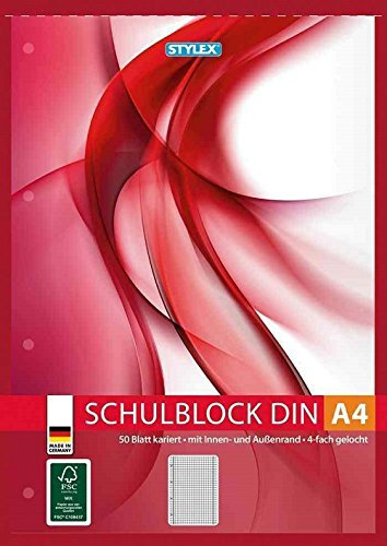 Schulblock Toppoint A4 kariert 50Blatt gelocht