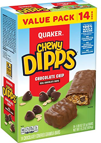 Quaker Chewy Dipps Granola Bars Chocolate Chip, 1.09 oz, 14 Ct
