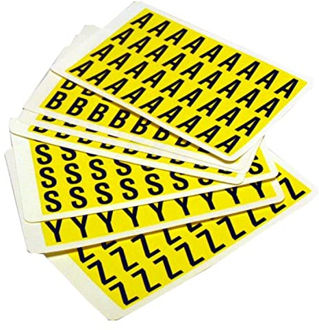 Self-Adhesive Labels Numbers 0-9- Easy Warehouse Identification, Clean Peel - Leaves No Residue, Each Card is -14mm High X 19mm Wide | 12 Characters Per Card in Yellow Colour