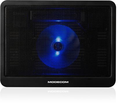 MODECOM CF13 Laptop Kühlpad bis 14 Zoll mit Leisem Ventilator | Ergonomische Notebook Kühlung | USB-betriebener Laptop Lüfter für Büro & Gaming | rutschfeste Oberfläche | Schwarzes Cooling Pad
