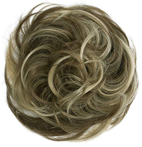 CAISHA Haargummi Bella Hochsteckfrisuren Haarteil Hochzeitfrisuren Voluminös Leicht Gewellt Hitzebeständige Kunstfaser DM17cm Braun Blond Mix G38B