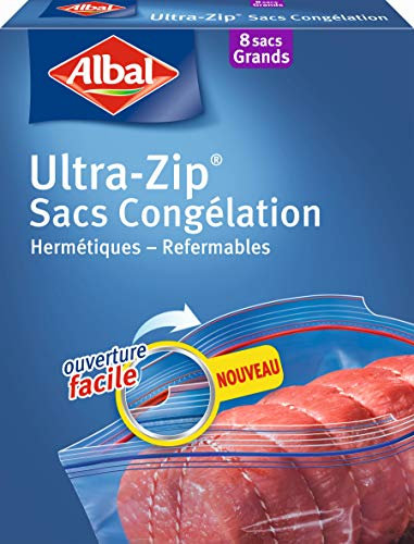 Albal 8 Sacs Congélation, Fermeture Ultra-Zip, Hermétique, 8 L