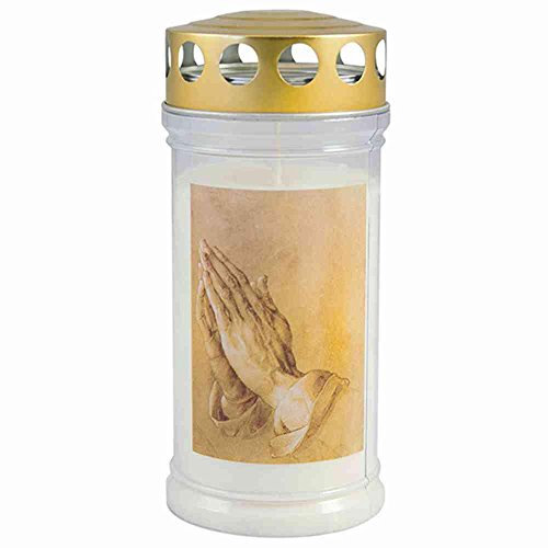 Unbranded Kerze Betende Hände 17 x 23 cm, Gold, Vegetarisch, 3er Pack (4 Tage brennzeit)