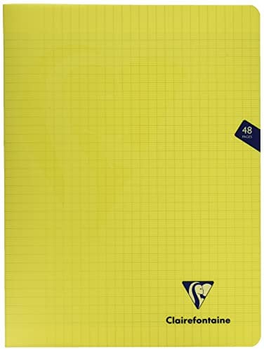 Clairefontaine 343311C Un Cahier Agrafé Mimesys Jaune - 24x32 cm - 48 Pages Grands Carreaux - Papier Blanc 90 g - Couverture Polypro