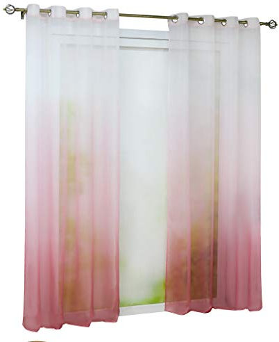 Joyswahl Voile Gardine halptransparenter Vorhang mit Topaktuelle Farbverlauf Muster »Babette« Schals Fenster Vorhänge mit Ösen BxH 140x145cm Pink 1er Pack