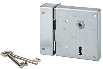 THIRARD - Serrure en Applique Alsace à Clé à Fouillot pour Porte Intérieure - Gauche Tirante - Carré 8 mm - Axe 60 mm - 110 x 70 mm - Jaune/Doré - 2 Clés Incluses
