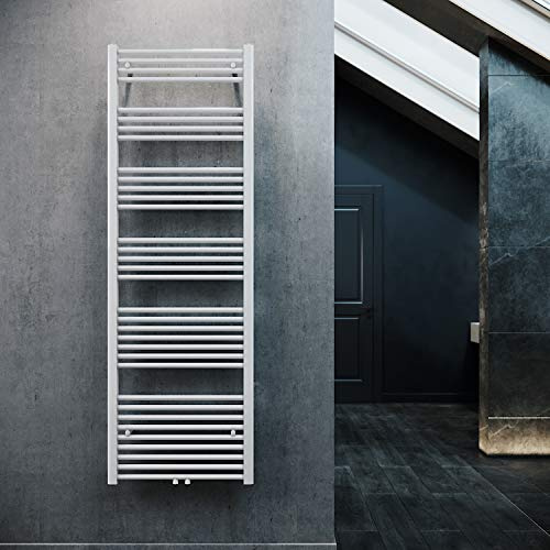 ELEGANT Badheizkörper Mittelanschluss Handtuchtrockner 1800x600mm | Weiß Badheizkörper mit Mittelanschluss, kombiniert Heizkörper und Handtuchtrockner für das Badezimmer