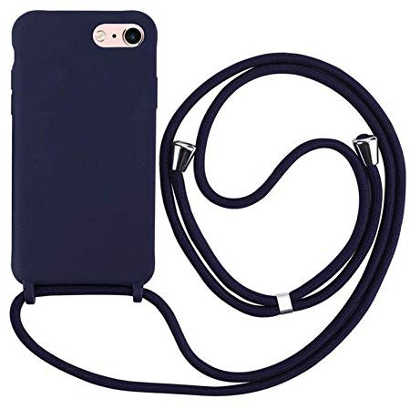 MEVIS Schutzhülle kompatibel mit iPhone 6/6S/7/8 Plus, TPU-Silikon mit Kordel – Marineblau