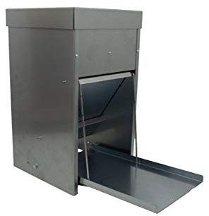 Futterautomat Trittklappe 10L - Geflügelfutterautomat Platte Futter Trog Spender Silo