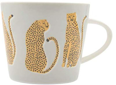 Scion Living - Keith Brymer Jones Collaboration Range - Lionel Leopard Ceramic Mug - Grey - 350ml