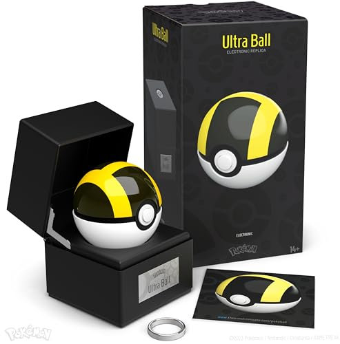 The Wand Company Poké Ball Authentic Replica - Realistic, Electronic, Die-Cast Poké Ball with Display Case Light Features – Officially Licensed by Pokémon