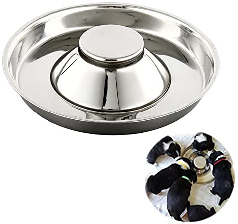 YUDANSI Stainless Steel Puppy Weaning Bowls, 26cm Kitten Bowls for Food Water, Puppy Feeder Bowl Whelping Dishes, Litter Feeding Bowls for Multiple Puppies Cats Eating at Same Time