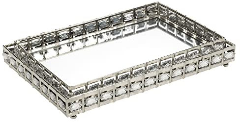 Rettangolo o rotondo scintillante argento specchio nidificazione vassoio set candela centrotavola decorativo regalo (2 pezzi set rettangolari)