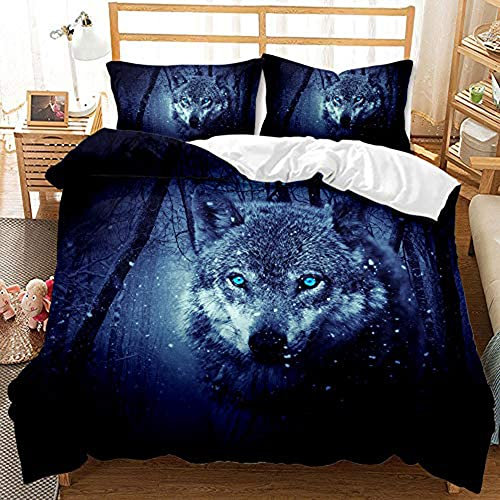 TULTOAP Bettwäsche Wolf 135x200 3D Tier Wolf Bettbezug mit Kissenbezug Junge Mädchen Schlafzimmer Dekoration Wolf Motiv Bettwäsche Set (Wolf 3,135 x 200 cm)