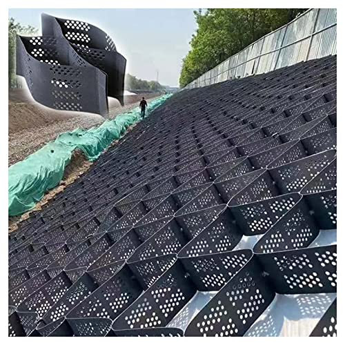 Gravier Gazon Dalle Stabilisateur,Polyéthylène Géocellule En Nid D'abeille,Pavé Perméable Gravelgrid pour Allée Véhicules Légers Et Murs De Soutènement,Pliable Évolutif ,2*3m(6.56*9.84ft)