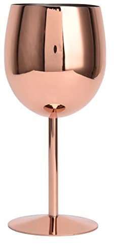 BuyWeek Wine Glasses, 350ml Red Wine Glasses Stainless Steel Cocktail Champagne Glass Rose Gold Goblet for Kitchen Party Bar