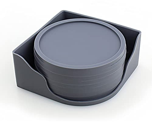 10cm/3.94inch Silicone Rubber Coaster; Anti-scald Non-Slip Coasters Pad; For Daily Kitchen Home/Bar Coffee Tea Cup; Insulate/Protect Furniture Table Coffee Beer Mug WineGlass Bottle(Grey)